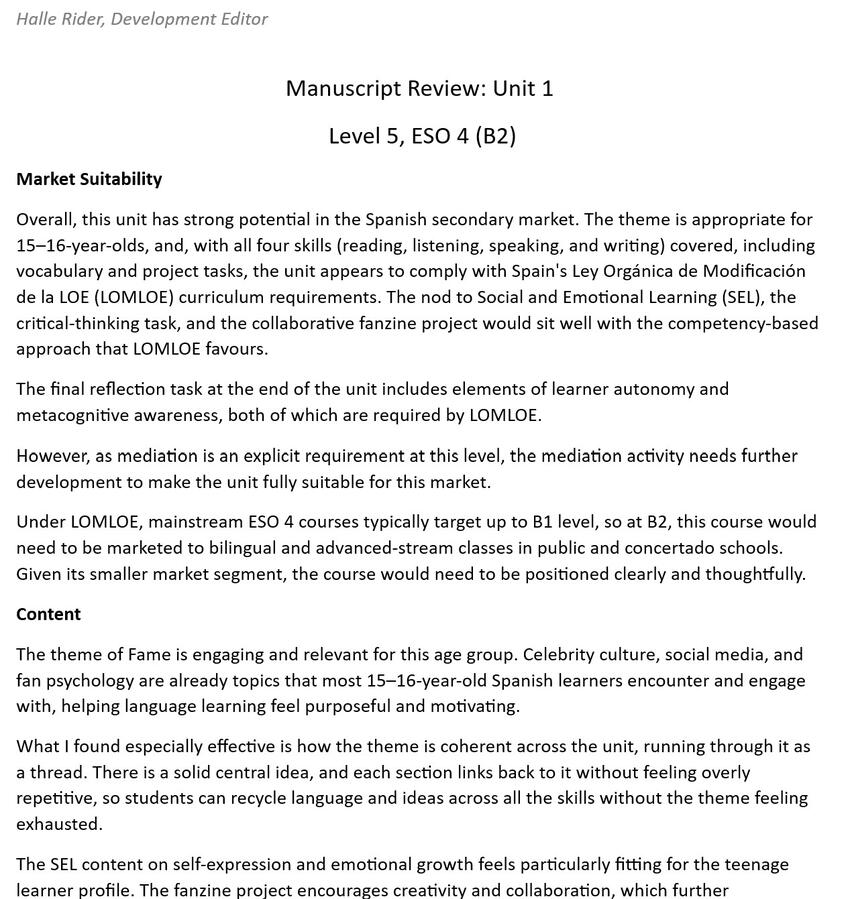 Development Editing - Manuscript Review
